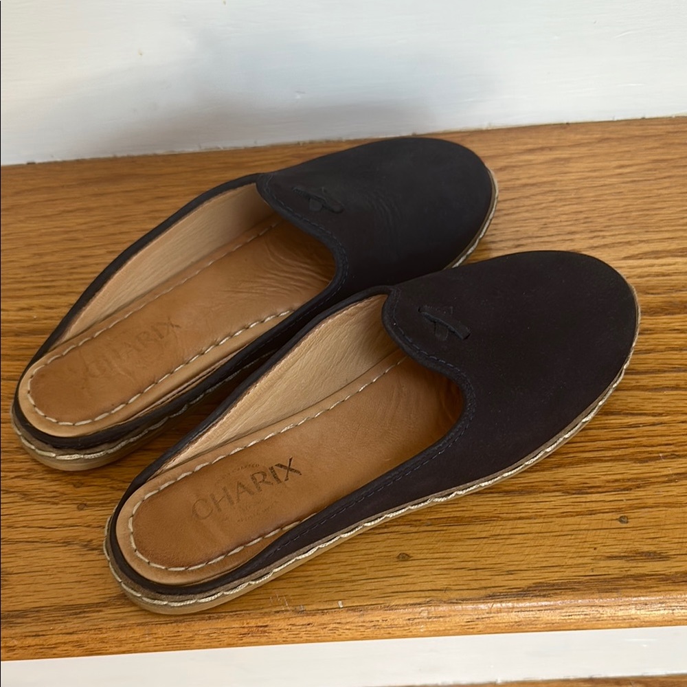 Navy Suede Charix Mules, 37 (6.5)